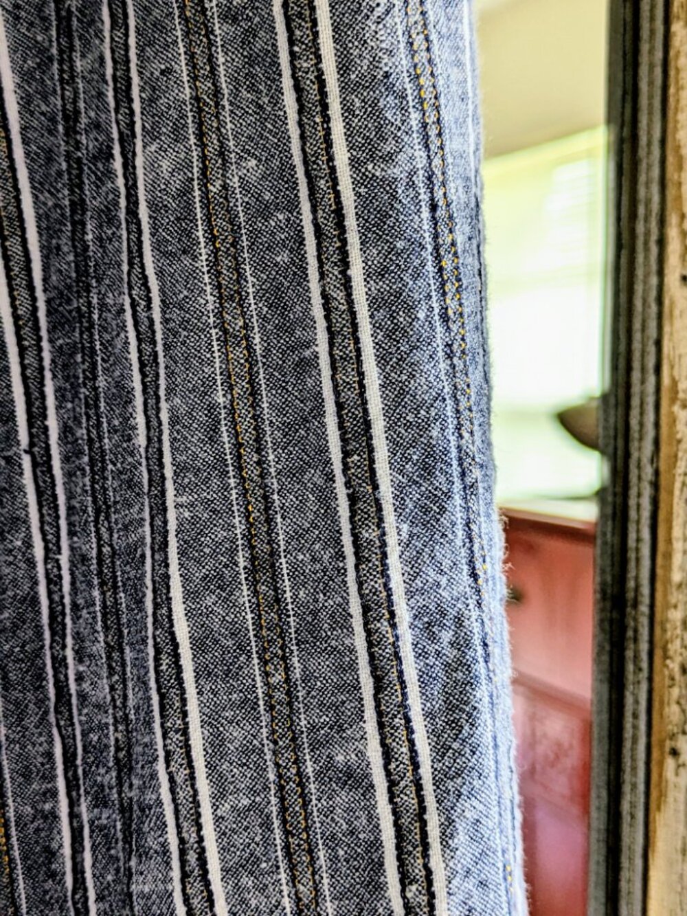 Linda Anderson XL Black Grey Gold Metal Stripe Linen Blend Coastal Grandma Pants - Picture 5 of 7